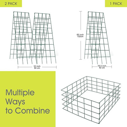 Cucumber Trellis for Raised Bed, Rifny 16.5 x 60 Inch Metal Trellis for Climbing Plants Outdoor with Plant Clips Twist Ties, Garden Plant A-Frame Trellis for Vegetable Pea Tomato (Green, 2 PCS)