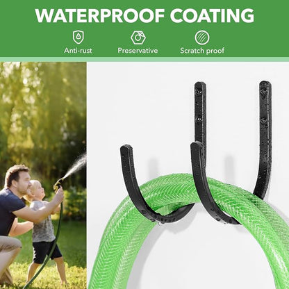 songsoso Garden Hose Holder Wall Mount - Aluminum Hose Hanger for Outside, Durable Wall-Mounted Hooks for Garden & Outdoor Use（2 Hooks）