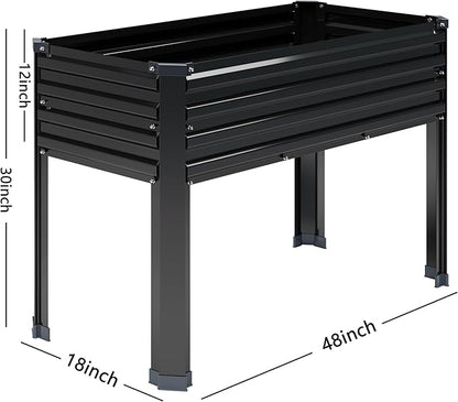 DIIYIV 2PCS Galvanized Raised Garden Bed with Legs,2PCS 48×18×30in Elevated Planter Box for Backyard,Garden, Patio, Balcony, 300lb Capacity,Planters for Outdoor Plants,Black