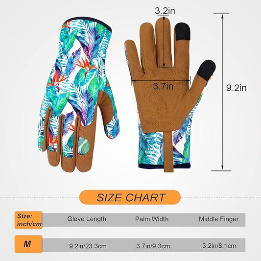 Leather Gardening Gloves for Women Thorn Proof Garden Gloves Touch Screen Working Gloves Gifts,M