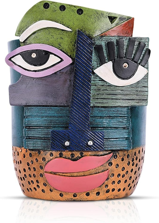 Colorful Face Planters Pots Head with Drainage Resin Large Decorative Plant Pots, Unique Planters for Indoor Plants and Outdoor Patio Flower Pot Funny Garden Succulents Pot