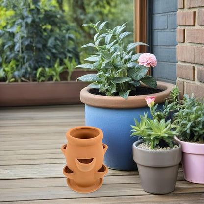 Toyvian Ceramic Strawberry Tower Planter for Succulents with Multi Mini Pockets - Lightweight Clay Flower Pot for Indoor Outdoor Garden Patio Decoration