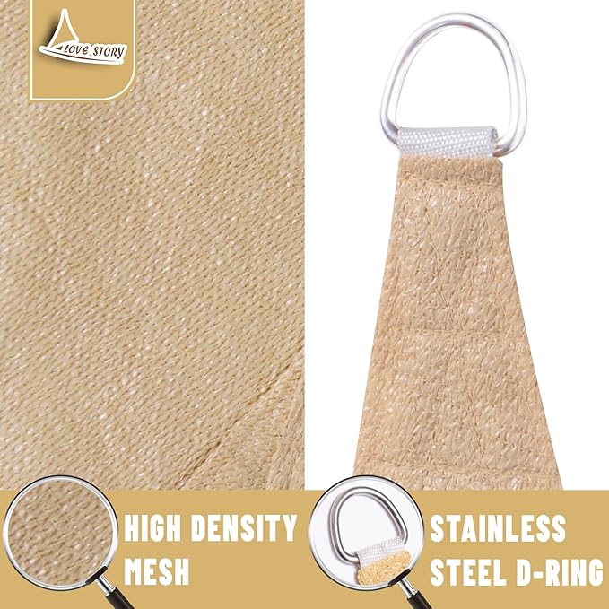 LOVE STORY 20' x 23' Rectangle Sand Sun Shade Sail Canopy UV Block for Outdoor Patio Garden Backyard