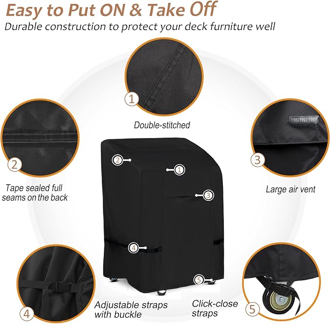 NettyPro BBQ Grill Cover Heavy Duty Waterproof 32 inch, Outdoor 2 Burner Gas Barbecue Cover for Outside Small Weber, Char-Broil, Brinkmann, Jenn Air, Nexgrill Grills, Black