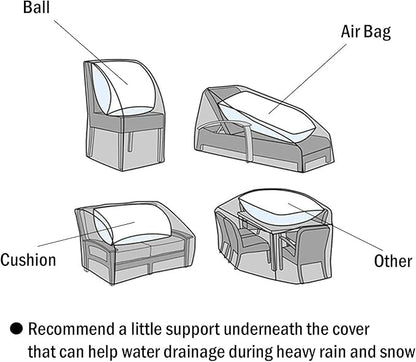 F&J Outdoors Patio Table Covers for Outdoor Furniture, UV Resistant Waterproof Snow Protection for Rectangular/Oval Dining Tables, 74 x 47 x 27.5 inches, Grey