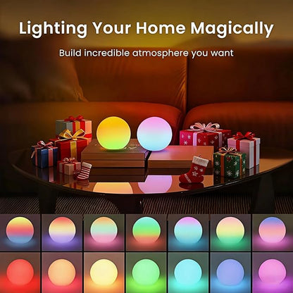 LOFTEK LED Ball Light, Multi-Color Rechargeable Night Lights, 3-inch RGB Globe Mood Lighting, Waterproof Ambient Lighting Lamp for Home Bedroom Patio Pool Decorative Lighting, Birthday Gift,4 Pack