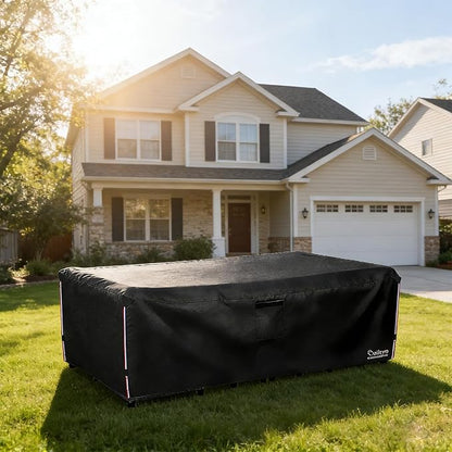Patio Furniture Covers Waterproof,600D Heavy Duty Patio Cover for 6/7/8 PCS Sets Sectional Sofa Couch Dining Rocking Swivel Chairs Ottomans Coffee Table,110L x 84W x 28H inch Black