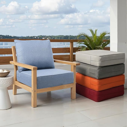 Outdoor Chair Cushions Set of 3, Waterproof 24x24 Patio Chair Cushion, 6" Thickened Seat Cushion for Outdoor Furniture, Couch Cushion Replacement, Include 3 Back & 3 Seat Cushions, Thick/BabyBlue