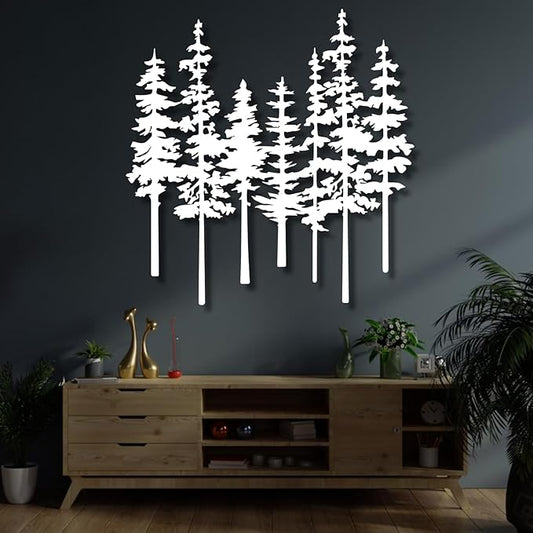 Mimiso Metal Pine Tree Wall Art,Pine Tree Wall Decor for Living Room,Dining, Bed Room,Nature Forest Metal Decor,Nature Lover Gift (Black,24"×23")
