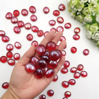Flat Glass Marbles 1 Pound Vase Filler Fire Pit Glass Pebbles for Indoor Plants, Aquarium Fish Tank Decorations, Home Decor, Fire Pit, Landscaping, Arts Crafts (Ruby)