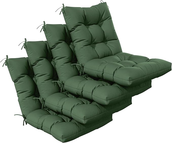Patio Seat&Back Chair Cushions for Outdoor Furniture，Comfortable Cushions for Rocking/Dining/Lawn Chair-Set of 4