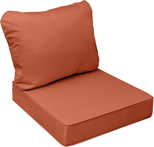 AAAAAcessories Outdoor Seat Cushions for Chairs, Fade-Resistant, Waterproof Patio Furniture Replacement Cushions, 23.5" x 25.5" x 5" + 23.5" x 19", Rust