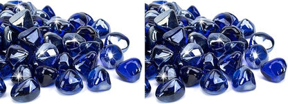 Mr. Fireglass Cobalt Blue Fire Glass Diamonds, 1 Inch Reflective Tempered Fire Glass Rocks for Outdoor Fire Pit, Fireplace and Fire Pit Table, 20 Pounds (Pack of 2)