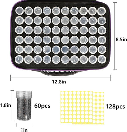Seed Storage Organizer 60 Slots with Bottles & Envelopes, Seed Packet Storage Case for Garden Seeds, Flower Vegetable Seed Organizer with Labels, Portable Zipper Bag