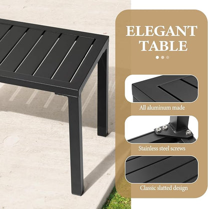 Crestlive Products Outdoor Side Table,Aluminum Rectangular Side/End Table, Small Patio Coffee Bistro Table for Outdoor Indoor (Black)