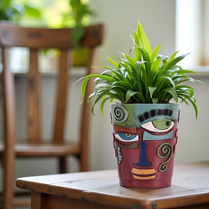 XMGZQ Abstract Cubism Face Planter,Pop Art Sculpture & Vase Decor,Unique Picasso Style Flower Pot,for 4-6 Inch Succulents & Houseplants,Drainage Hole Included,Statement Gift (Modern)