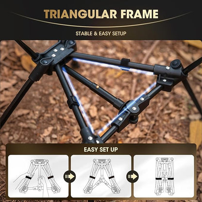 MOON LENCE Portable Camping Chair Backpacking Chair - The 4th Generation Ultralight Folding Chair - Compact, Lightweight Foldable Chairs for Hiking Mountaineering, Beach (Onyx)