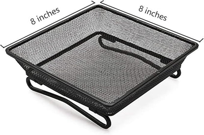 8" x 8" Railing Bird Feeder Tray for Balcony/Deck/Porch Platform Bird Seed Tray with 2 Elastic Rope Ground Mesh for Garden Backyard Outside Wild Birds or Squirrels