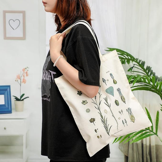4 Pieces Floral Canvas Tote Bag for Women Book Club Gifts Cute Aesthetic Canvas Bags Bulk Flower Reusable Grocery Shopping Bag Aesthetic for Women