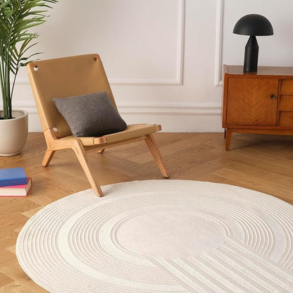 Revival Rugs Maru 5'x5' Machine Washable Area Rug for Dining Room Living Room Entryway Foyer- 100% Recycled Oeko-TEX Certified, Medium Pile, Beige