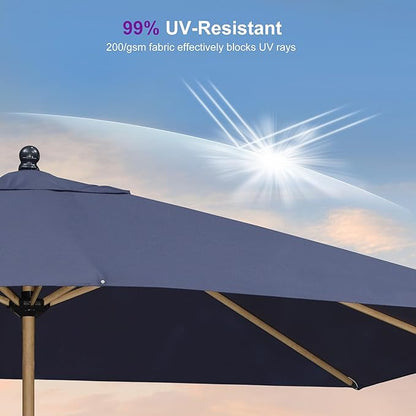 PURPLE LEAF 10' x 10' Square Patio Umbrella Outdoor Table Umbrella Aluminum Market Umbrella with 8 Sturdy Ribs & Crank Outdoor Umbrellas for Garden Deck Patio, Navy Blue