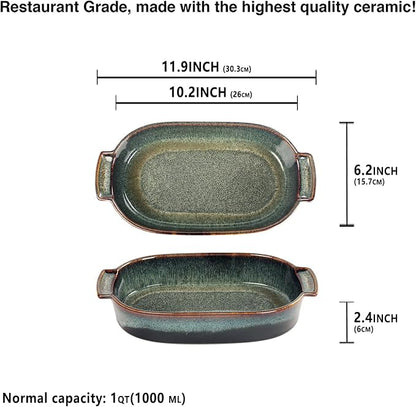 Ceramic Oval Casserole Baking Dish, 1 Quarts Baking Dish for Oven, Lasagna Pans, Oven Safe Durable Bakeware for Kitchen Home Decor, Banquet and Dinner, 1 pieces 10 x 6 Inch