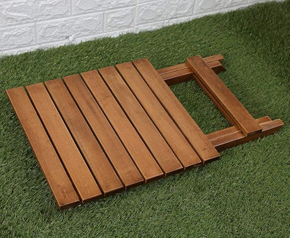 Outdoor Small Table Square Folding Wooden Patio Side Table Furniture Table for Adirondack Chair, Balcony, Porch, No Assembly Required, Brown