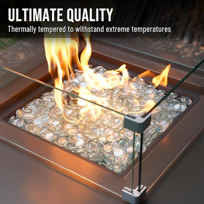 Skyflame 10-Pound Fire Glass Beads for Fire Pit Fireplace, 1/2-Inch Size Crystal Ice Reflective Decorative Blended Fireglass Drops for Landscaping