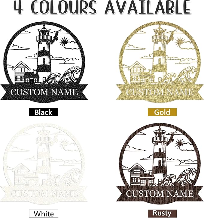 Personalized Metal Sign, Nautical Outdoor Decor, Lighthouse Beach Sign, Cabin Wall Art, Sailing Gift, Home Decor