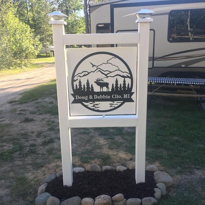 RealSteel Personalized Elk Metal Wall Art – Custom Rustic Home Decor with Mountain Landscape, Perfect for Indoor & Outdoor Spaces, Hunting Lodge, Cabin, or Farmhouse Decoration