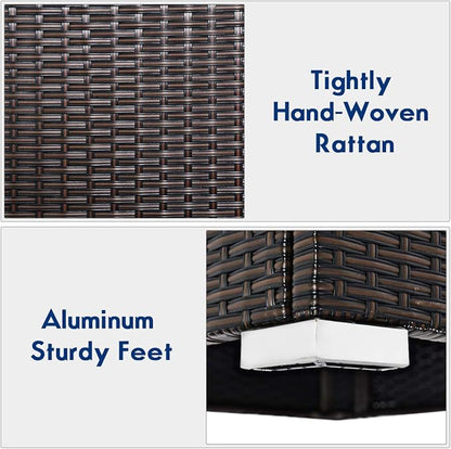 COSTWAY 2PCS PE Rattan Armless Sofa, Wicker Patio Conversation Set Chairs with Soft Cushion, Outdoor Sectional Furniture for Yard, Poolside (Navy)