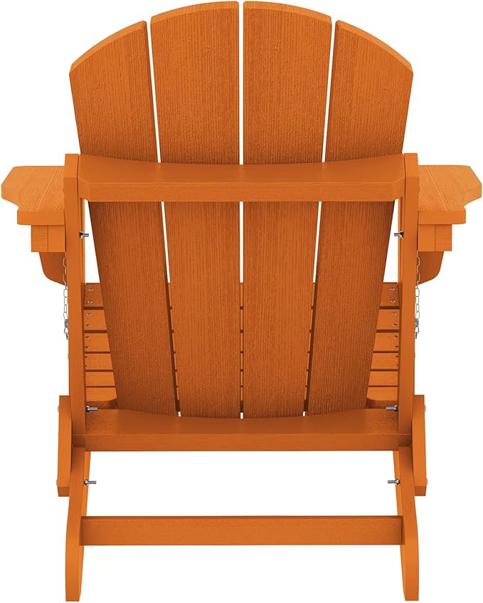 SERWALL Folding Adirondack Chair for Patio Garden Outdoors Heavy All-Weather Fire Pit Chairs - Orange