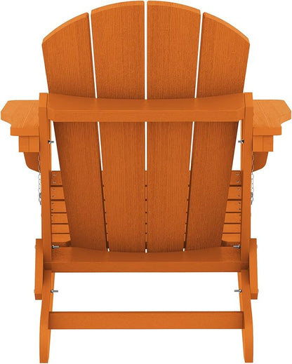 SERWALL Folding Adirondack Chair for Patio Garden Outdoors Heavy All-Weather Fire Pit Chairs - Orange