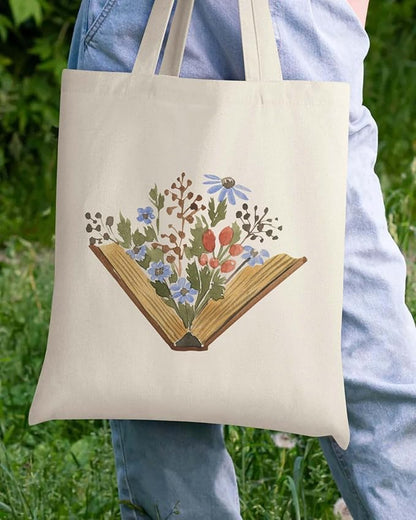 AUSVKAI Canvas Tote Bag Aesthetic for Women, Cute Reusable Cloth Cotton Bags for Shopping Beach Grocery
