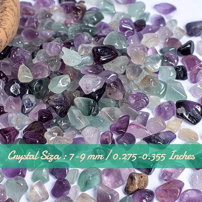 Polished Fluorite Crystal Chips 200 Pcs - 0.3" 10 oz Tumbled Stone Chips Crushed Sea Glass Stones Healing Reiki Crystal Jewelry Making Home Decoration