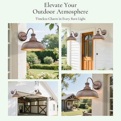 Outdoor Farmhouse Barn Light, Outside Wall Sconce, Weather Resistant Anti-Rust Farmhouse Exterior Wall Light, Outdoor Lantern Lamp for Porch, Garage, Patio, Entryway (Oil-Rubbed Bronze, 3 Pack)