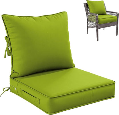 Premium Outdoor Seat Cushion Chair Cushions for Patio Furniture 22 L X 22 W X 4 H Waterproof & Fade Resistant Deep Seat and Backrest Cushion Set with Removable Covers for Chair, Sofa