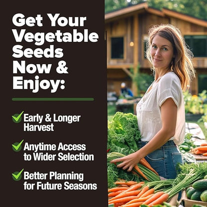 HOME GROWN 10 Variety Survival Seed Vault 5,700+ USA Grown Heirloom Non-GMO Vegetable Seeds for Planting, High Germination, Garden Starter Kit, Emergency Food Supply, Indoor Outdoor