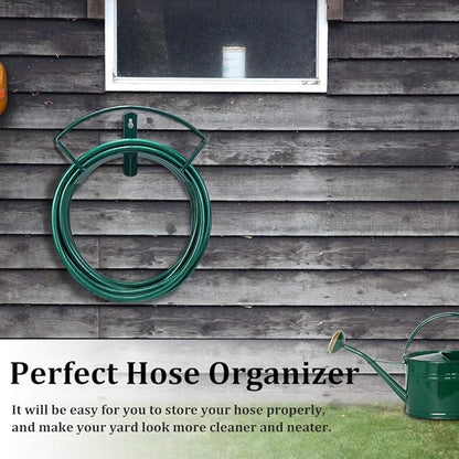 Eastrans Deluxe Wall Mount Garden Hose Hanger Duty Metal Hose Holder Easily Holds 125 3/4’’ Hose Solid Steel Extra Bracing Forest Green
