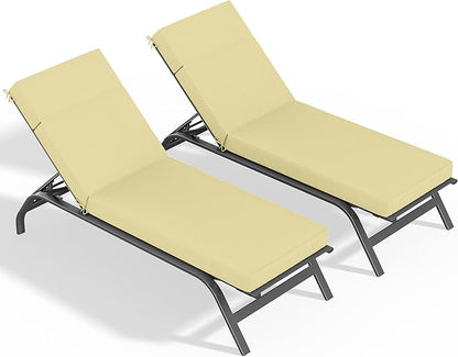 2 Pcs Chaise Lounge Cushions Outdoor, 80" L X 26" W X 4" D Lounge Chair Cushions for Outdoor Furniture, High-Density Foam Patio Chaise Cushion-Waterproof Fade-Resistant ThickPatio lounge chair cushion