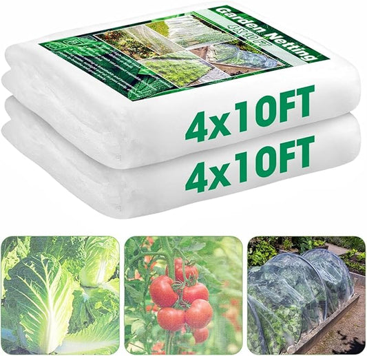 Unves 2 Pack 4 x 10 FT Garden Netting, Mosquito Bird Netting for Garden Protection Vegetable Fruits, Raised Bed Plant Covers Protect Plants from Birds Bugs