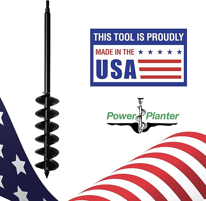 Power Planter Large Bulb Auger- 4"x28" Drill Bit Hole Digger for Post Hole Diggers, Digging Holes- Bulb Planter Tool- Auger Drill for Planting- Garden Auger Digging Tool- 1/2" Non-Slip Hex Drive