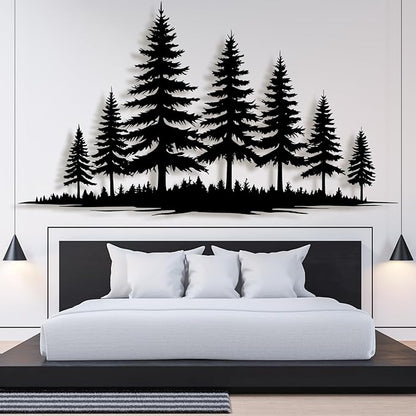 lunwall Metal Pine Tree Wall Art, Metal Forest Wall Art, Pine Branch Wall Decor, Christmas Tree Wall Decor, Forest Wall Hanging, Nature Lover Gift (Style 2, 19" W x 10" H / 47 x 27 cm)