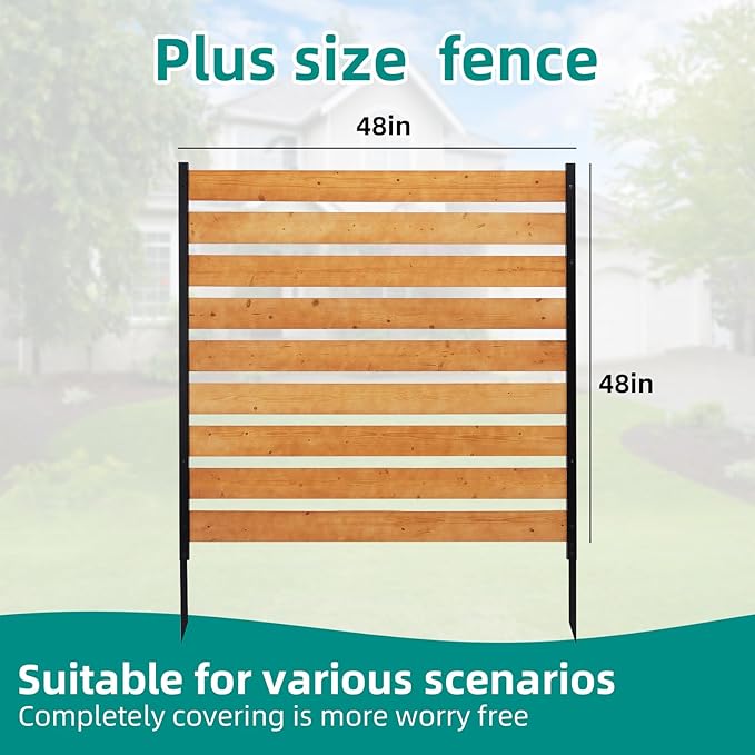 48x48 Inch Wood Privacy Fence Screen, Wooden Fence Panels for Outdoor Yard Trash Cans, AC Unit, Swimming Pool, Garden Yard Screen Windproof Enclosure(1 Panels)