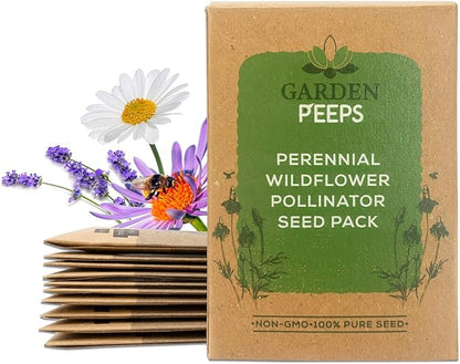 Perennial Wildflower Pollinator Seed Pack - 10 Unique Varieties, 100% Pure, Non-GMO, Eco-Friendly Seeds for Year-Round Blooms