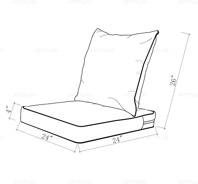 ARTPLAN Outdoor Deep Seating Cushions with Backrest Set, All-Weather Waterproof Patio Sofa Cushions for Sectionals, High-Resilience Foam Garden Furniture Cushion Cover,Green