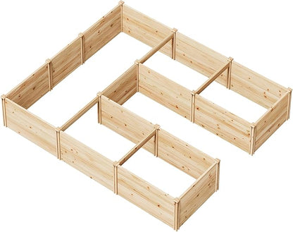 AMERLIFE U-Shaped Raised Garden Bed, 7.5Wx9Dx1.6H Outdoor Wooden Raised Garden Bed Planter with 19.6" Depth Planter Box