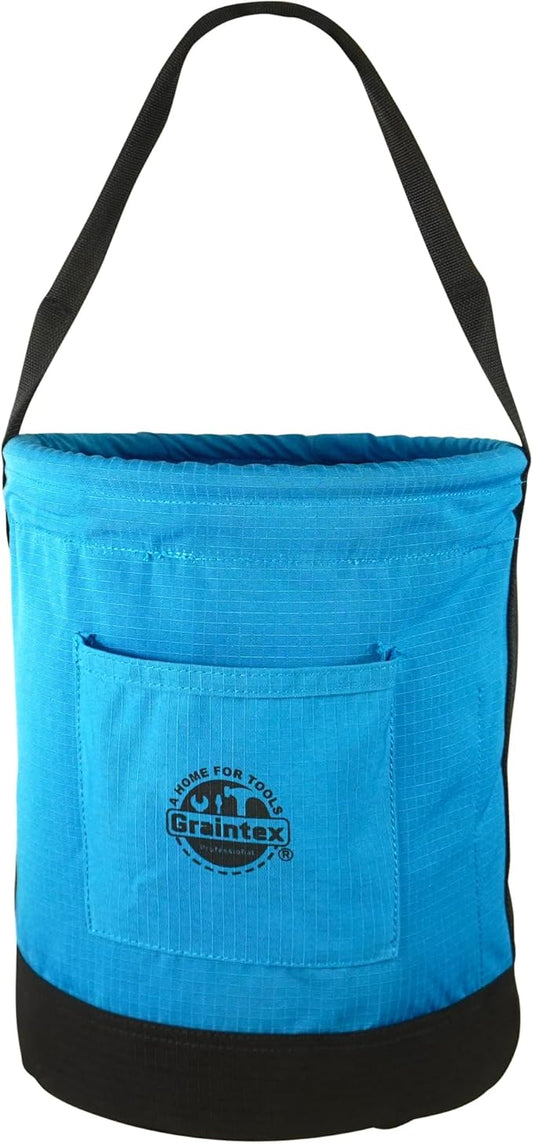 Graintex Canvas Utility Bucket 12"x15", Round Tool Bucket, Reinforced Base & Carry Handle, Ripstop Canvas, Multi-Purpose Bag for Jobsite, Home Use - Royal Blue