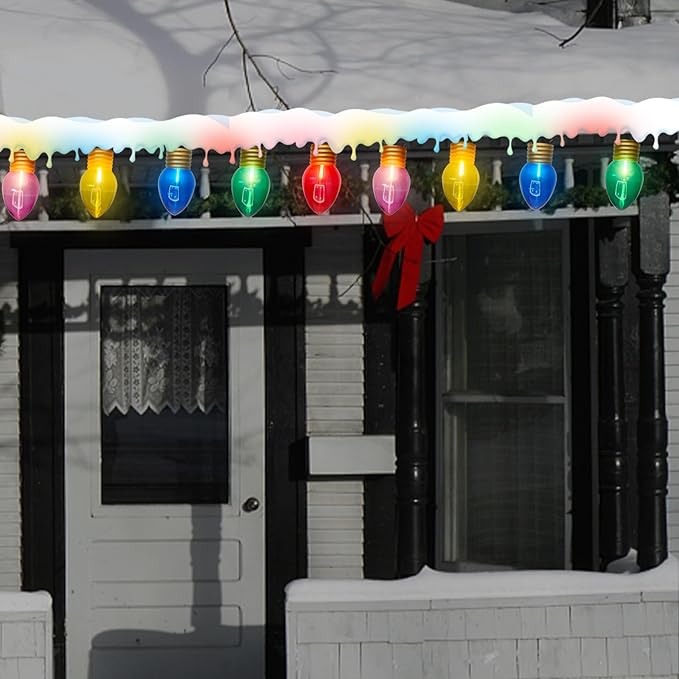 16Ft Jumbo LED Multicolor Christmas String Lights Outdoor with 10 C7 Clear Jumbo Multicolor Bulb, Connectable Hanging Christmas Lights for Indoor Outdoor Porch Patio Eave Xmas Trees Roof Decorations