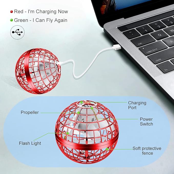 Flying Orb Ball Toy,Boomerang Ball, Hover Hand Mini Drone Cosmic Globe, Fly Spinners for Kids Adults Indoor Outdoor Toys, Cool LED Lights Toys for 6 7 8 9 10+ Years Old Boys Girls Gift